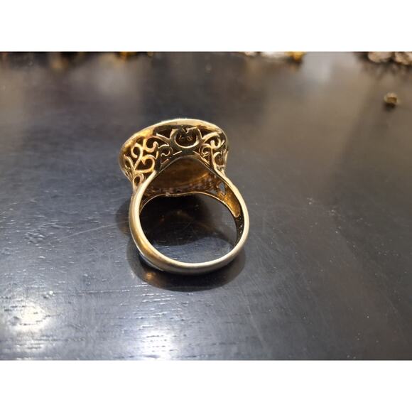 Hammered Chunky Seta 925 Sterling Silver Ring - Picture 3 of 6